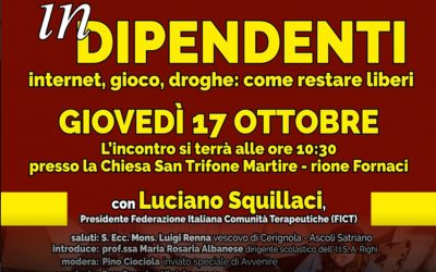 In-dipendenti. Internet, gioco, droghe. Luciano Squillaci, Presidente FICT, incontra gli studenti delle scuole medie di Cerignola