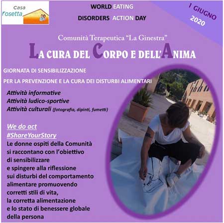 Giornata mondiale sui disturbi alimentari: l’Ass.ne Casa Rosetta di Caltanissetta organizza l’evento “La cura del Corpo e dell’Anima”.