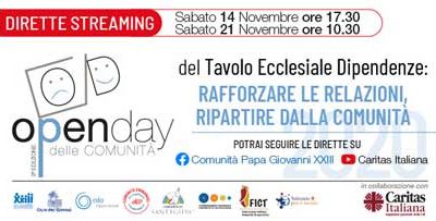“Open Day delle Comunità – Rafforzare le relazioni, ripartire dalla Comunità”: 2° streaming, sabato 21 novembre, dalle ore 10:30