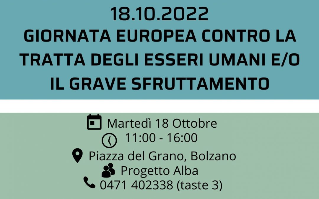 18 ottobre 2022 – Sedicesima giornata europea contro la tratta di esseri umani