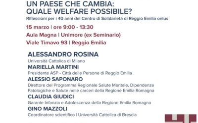 Convegno per i 40 anni del Centro di Solidarietà di Reggio Emilia